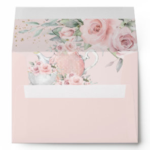 Blush Pink Floral Tea Party Birthday Bridal Shower Envelope