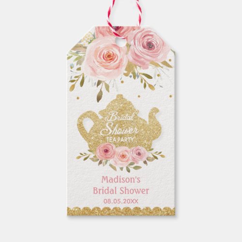 Blush Pink Floral Tea Party Bridal Shower Favor  Gift Tags