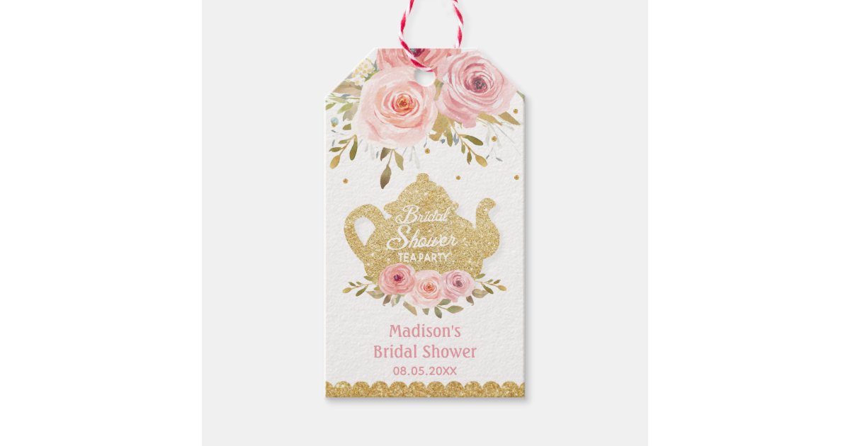 Blush Pink Floral Tea Party Bridal Shower Favor Gift Tags | Zazzle