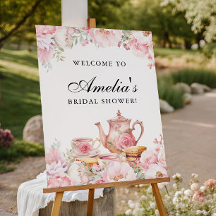 Blush Pink Floral Tea Party Welcome Foam Board