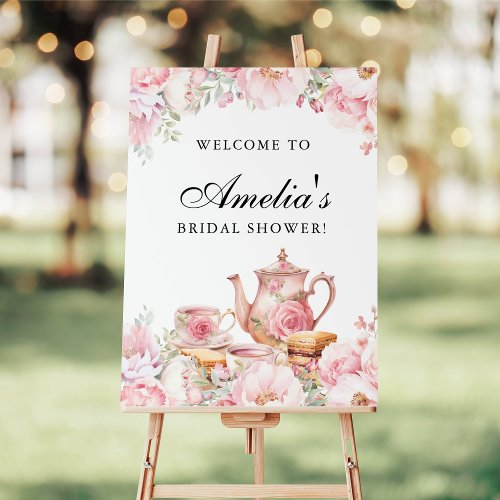 Blush Pink Floral Tea Party Welcome Foam Board