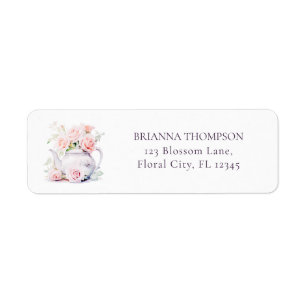 Blush Pink Floral Teapot Bridal Shower Tea Party Label