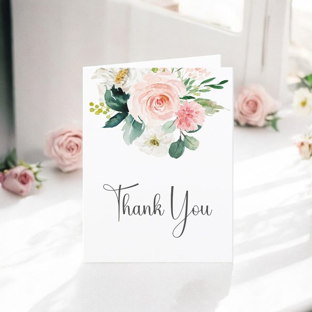 Blush Pink Floral Thank You Card (Creator Uploaded)