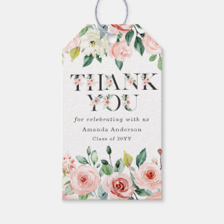 Blush Pink Floral Thank You Graduation Gift Tag