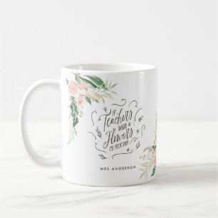 Blush pink floral thank you teacher gift coffee mug