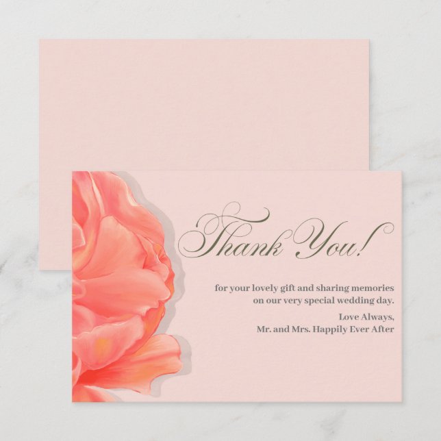 Blush Pink Floral  Thank You Wedding (Front/Back)