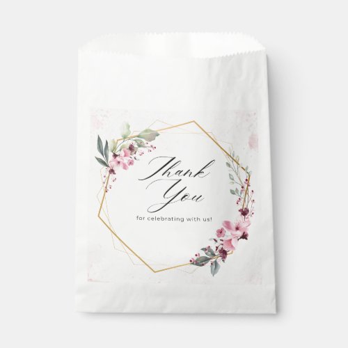 Blush Pink Floral Thank You Wedding Favor Bag