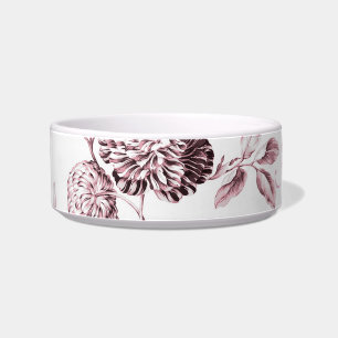 Blush Pink Floral Toile Customize Pet Name Bowl