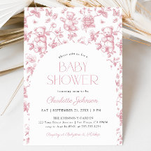 Blush Pink Floral Toile Girl Baby Shower