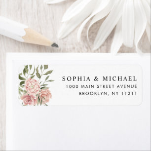 Blush Pink Floral Watercolor Botanical Greenery Label