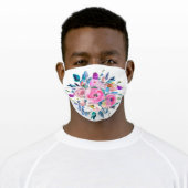 Blush Pink Floral Watercolor Cloth Face Mask (Worn)