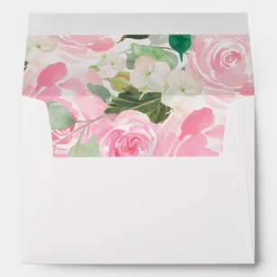 blush pink floral watercolor envelopes 5x7 card