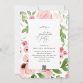 Blush pink floral watercolor graduation invitation (Back)