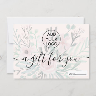 Blush pink floral watercolor logo gift certificate