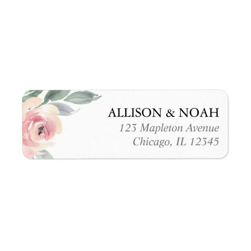 Blush pink floral watercolor peony rose label