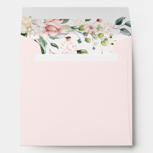 Blush Pink Floral Watercolor Square Envelope