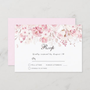 Blush Pink Floral Watercolor Wedding Event RSVP Card