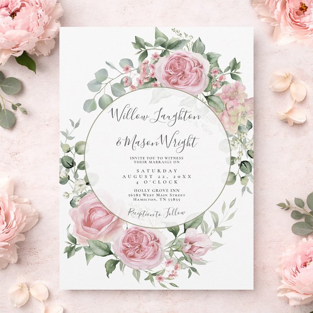 Blush Pink Floral Watercolor Wedding Invitation (Blush Pink Floral Watercolor Wedding Invitation)