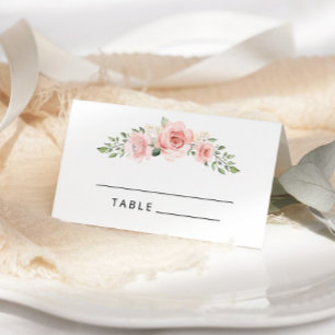 Blush pink floral Watercolor wedding place cards