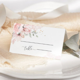 Blush pink floral Watercolor wedding place cards