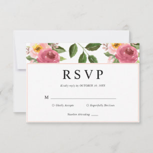 Blush Pink Floral Watercolor Wedding RSVP Card