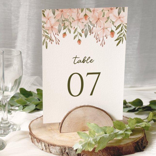 Blush Pink Floral Watercolor Wedding Table Numbers (Creator Uploaded)
