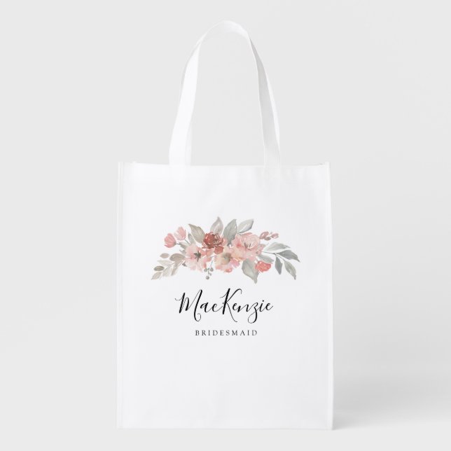 Blush Pink Floral Watercolor Wedding Welcome Bag (Front)