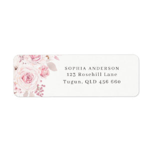 Blush Pink Floral Wedding Bridal Birthday Address Label