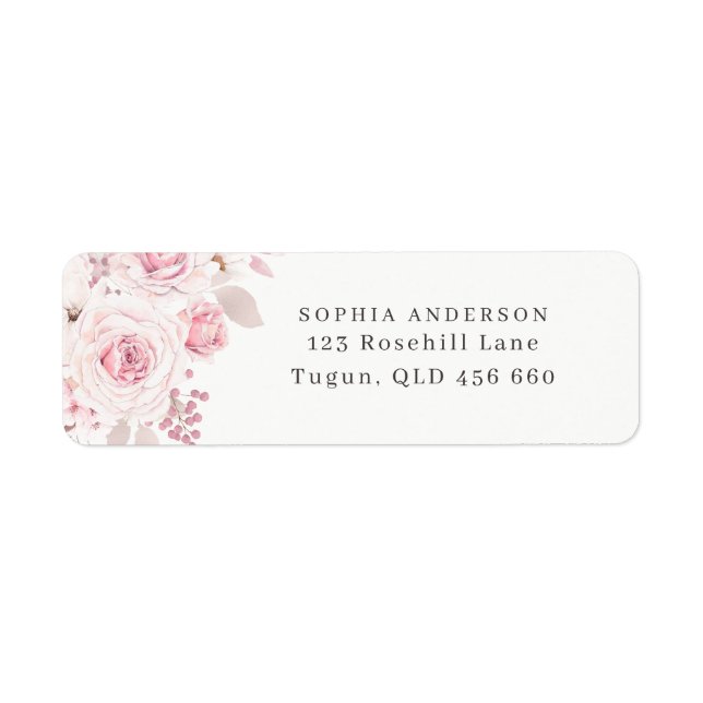 Blush Pink Floral Wedding Bridal Birthday Address Label (Front)