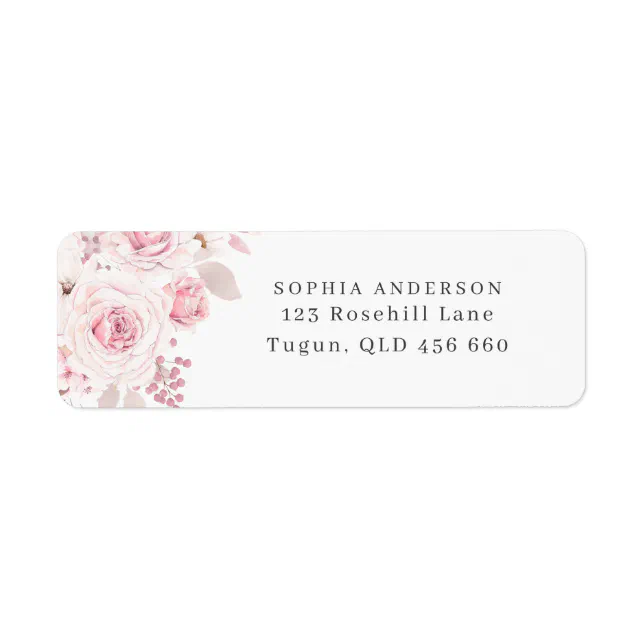 Blush Pink Floral Wedding Bridal Birthday Address Label | Zazzle