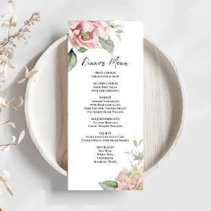 Blush Pink Floral Wedding Dinner Menu
