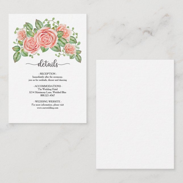  Blush Pink Floral Wedding Enclosure Card (Front/Back)