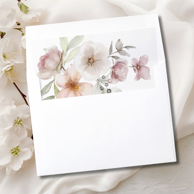 Blush Pink Floral Wedding Envelope Liner (Creator Uploaded)