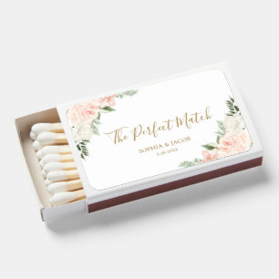 Blush Pink Floral Wedding Favor Matchboxes