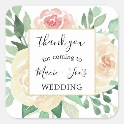 Blush Pink Floral wedding favor thank you sticker