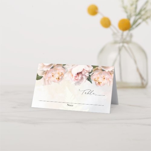 Blush Pink Floral Wedding Folded Escort Place Card