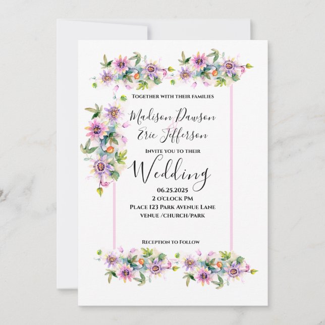 Blush Pink Floral Wedding  Invitation (Front)