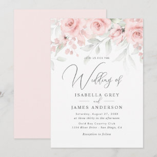 Blush Pink Floral Wedding  Invitation