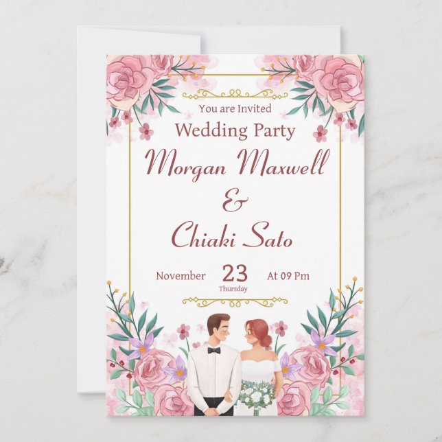 "Blush Pink Floral Wedding Invitation (Front)