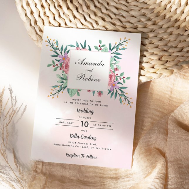 Blush Pink Floral Wedding Invitation (Creator Uploaded)