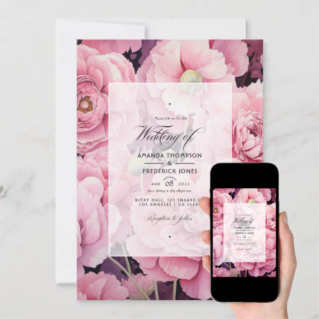 Blush Pink Floral Wedding Invitation Zazzle