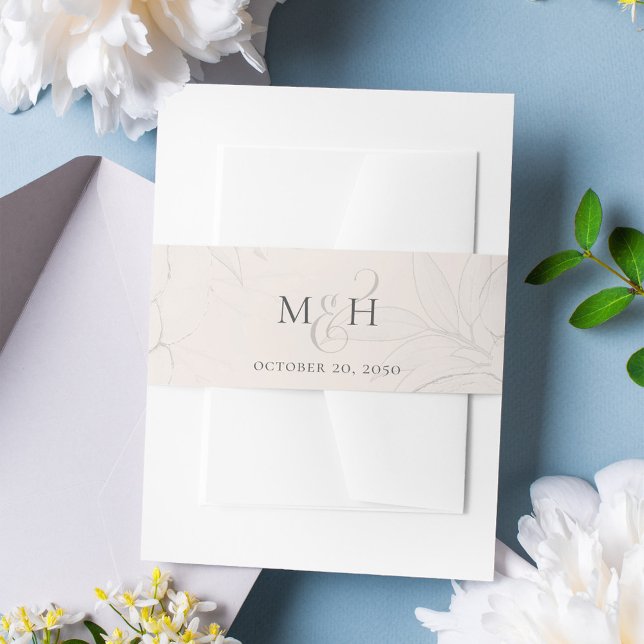 Blush Pink Floral Wedding Invitation Custom Invitation Belly Band (Simple monogram calligraphy script ampersand invitation belly band.)