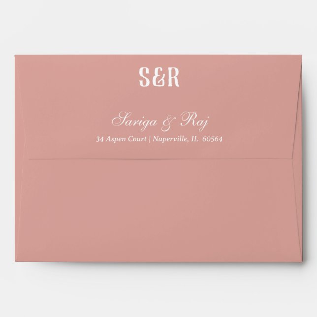Blush Pink Floral Wedding Invitation Envelope (Back (Top Flap))