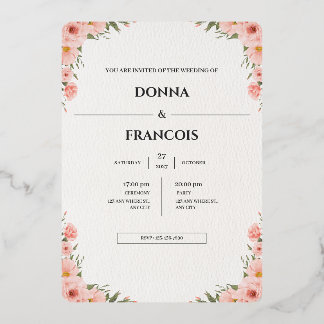 Blush Pink Floral Wedding Invitation Template