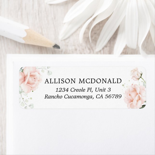 Blush Pink Floral Wedding Label (Insitu)