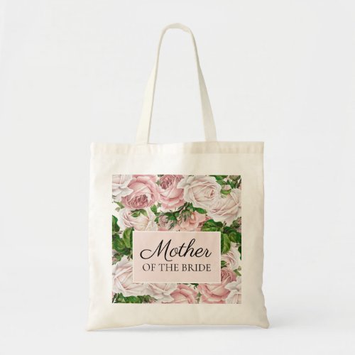 Blush Pink Floral Wedding Mother of Bride Tote Bag