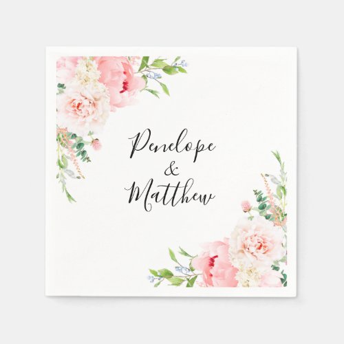 Blush Pink Floral Wedding Napkins