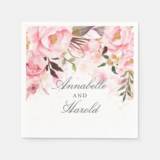 Blush Pink Floral Wedding Napkins