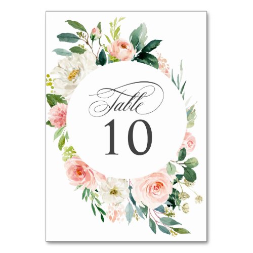 Blush Pink Floral Wedding or Event Table Numbers