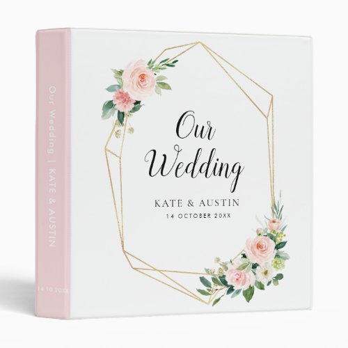 blush pink floral wedding photo album 3 ring binder